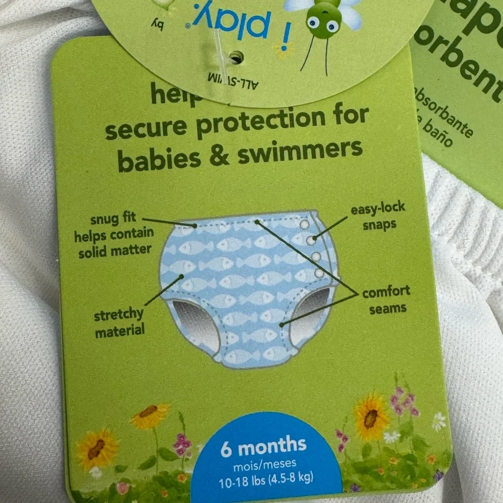i play by Green Sprouts. Classic White Reusable Swim Diaper UPF 50+